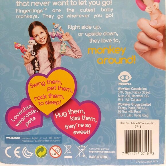 WowWee Fingerlings Interactive Baby Monkey Bella Pink 2016 With Stand 5" NEW - Picture 6 of 9